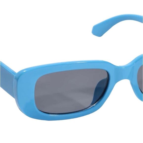 Light Blue Rectangle Shaped Acrylic Fashion Sunglasses Unisex Size OS - Picture 2 of 6